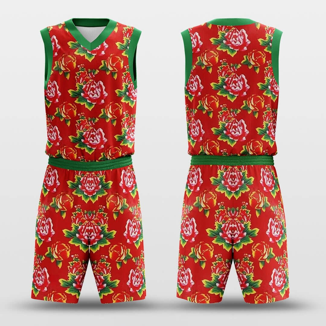 DongBei Flower2 -Custom Basketball Jersey with Shorts Subliamted