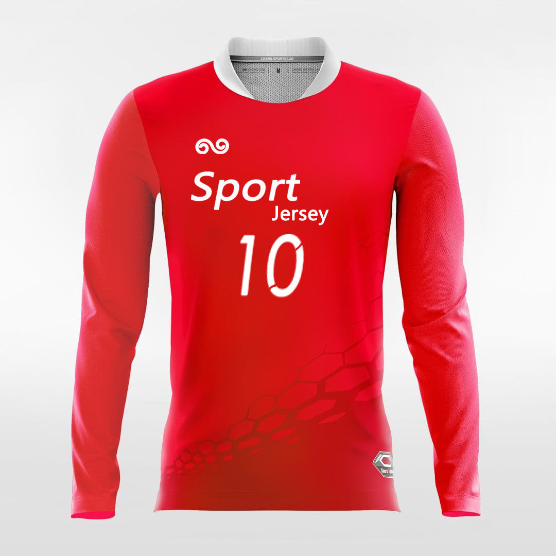 Dragon Vein - Custom Long Sleeve Soccer Jersey Red for Men