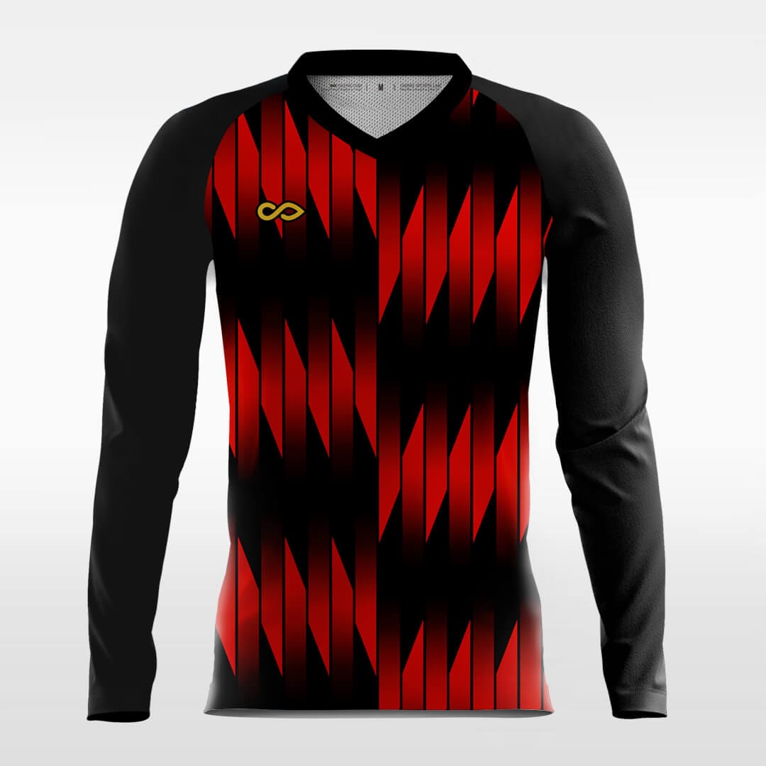 Fire - Custom Long Sleeve Soccer Jersey Black for Men