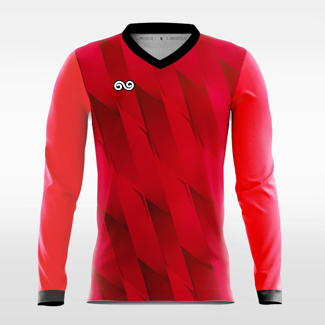 Connection - Custom Long Sleeve Soccer Jersey Red for Men