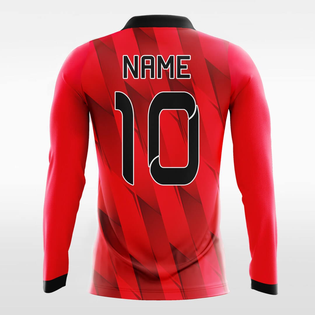 Connection - Custom Long Sleeve Soccer Jersey Red for Men
