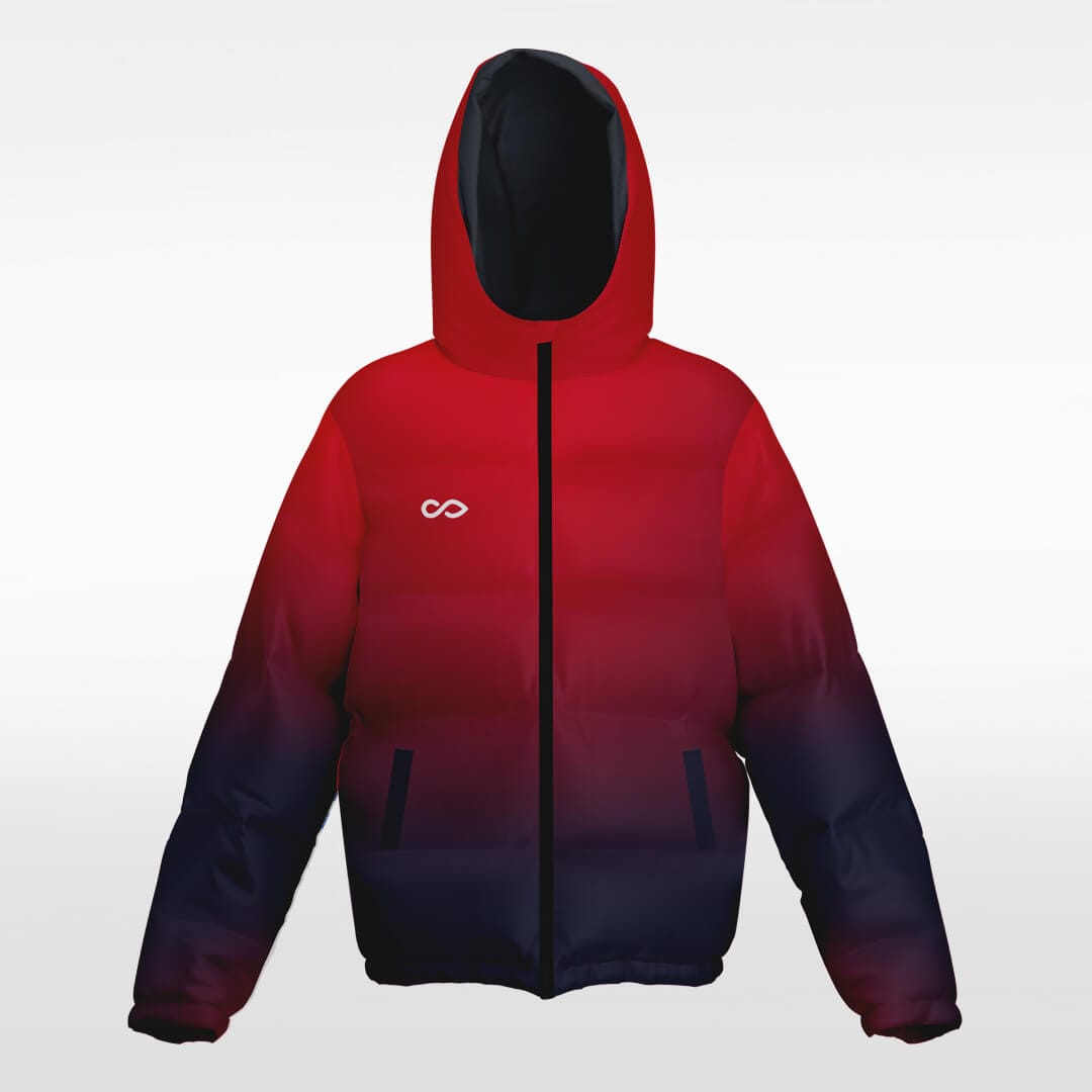 red winter jacket