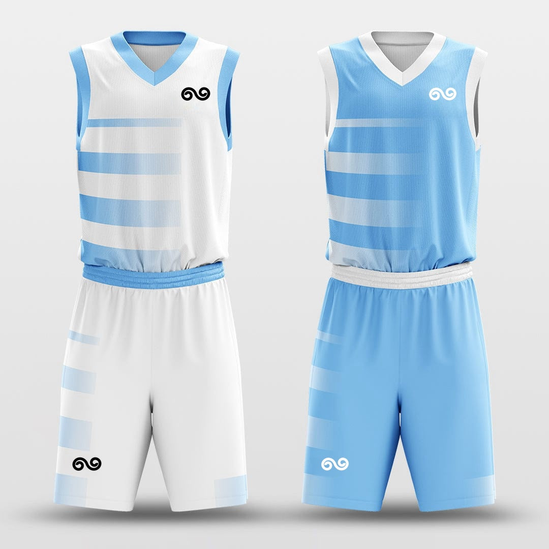 Blue Lake -Custom Reversible Basketball Jersey with Shorts Subliamted