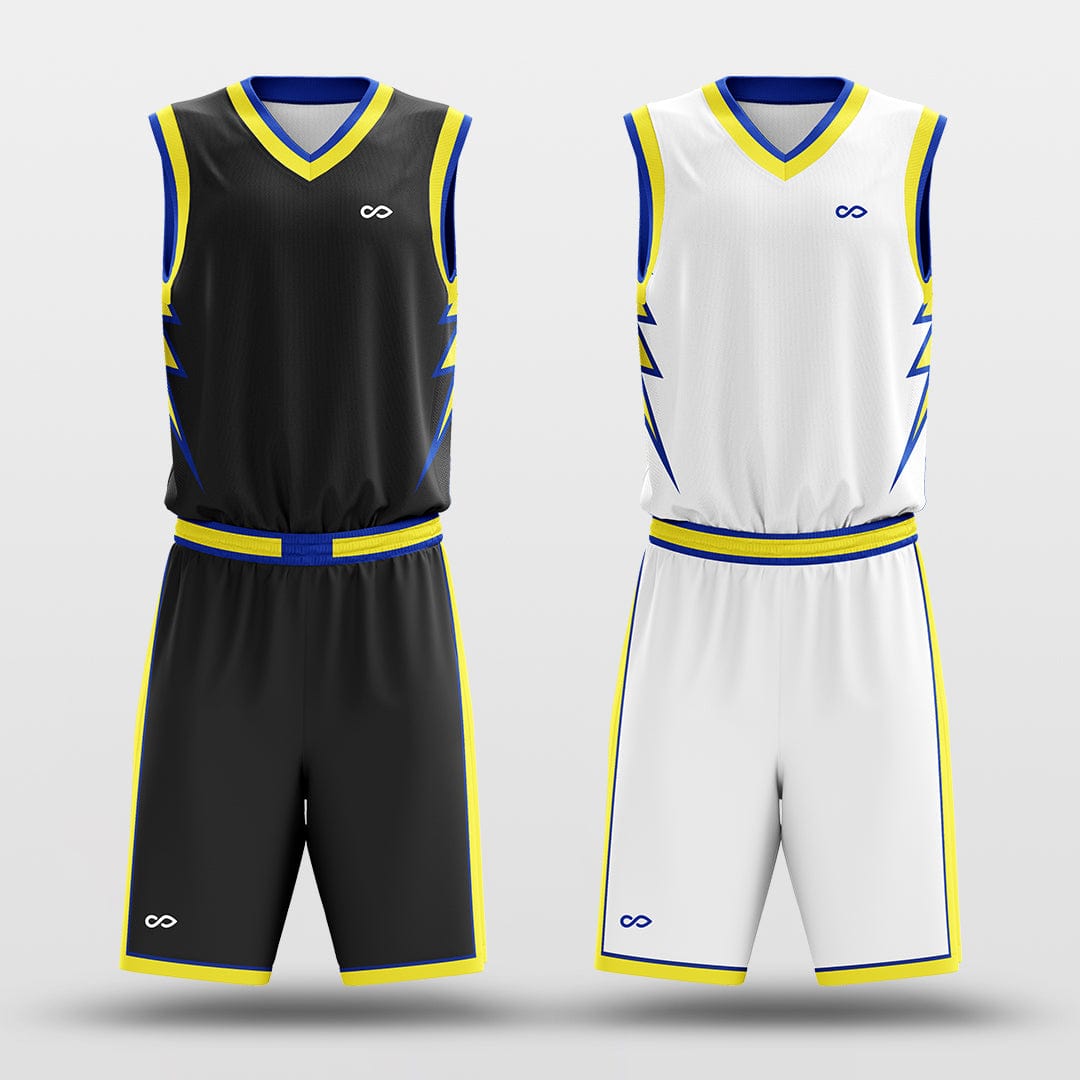 Yellow lightning -Custom Reversible Basketball Jersey with Shorts Subliamted