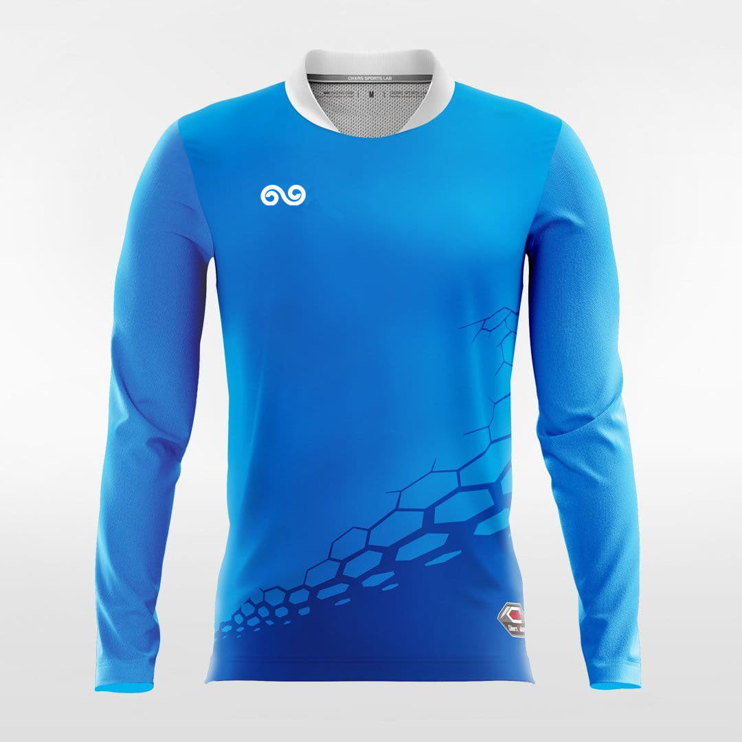Dragon Vein - Custom Long Sleeve Soccer Jersey Deep Blue for Men