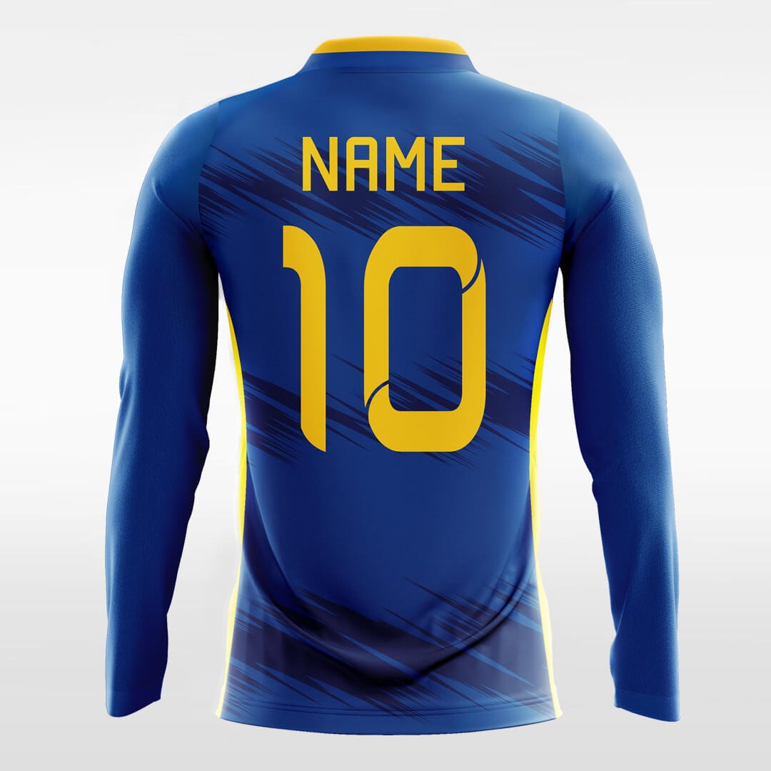 Warm Light - Custom Long Sleeve Soccer Jersey Blue for Men