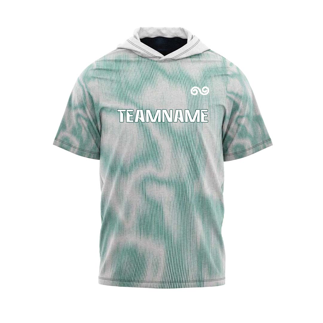 Wave Green - Custom Short Sleeve Hoodie Green Sublimated Pullover