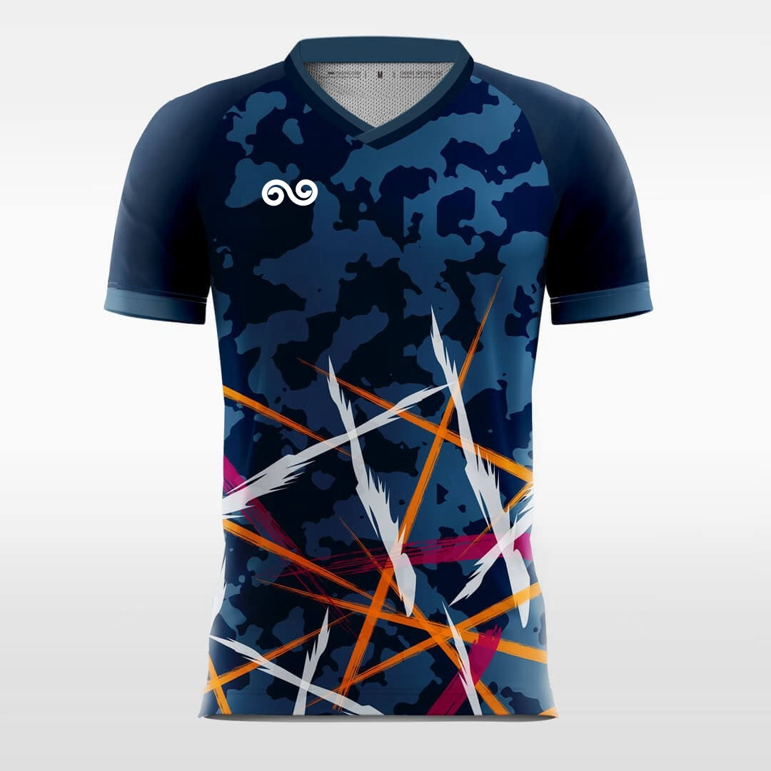 Camouflage Line - Custom Soccer Jersey for Men Grey and blue Sublimated