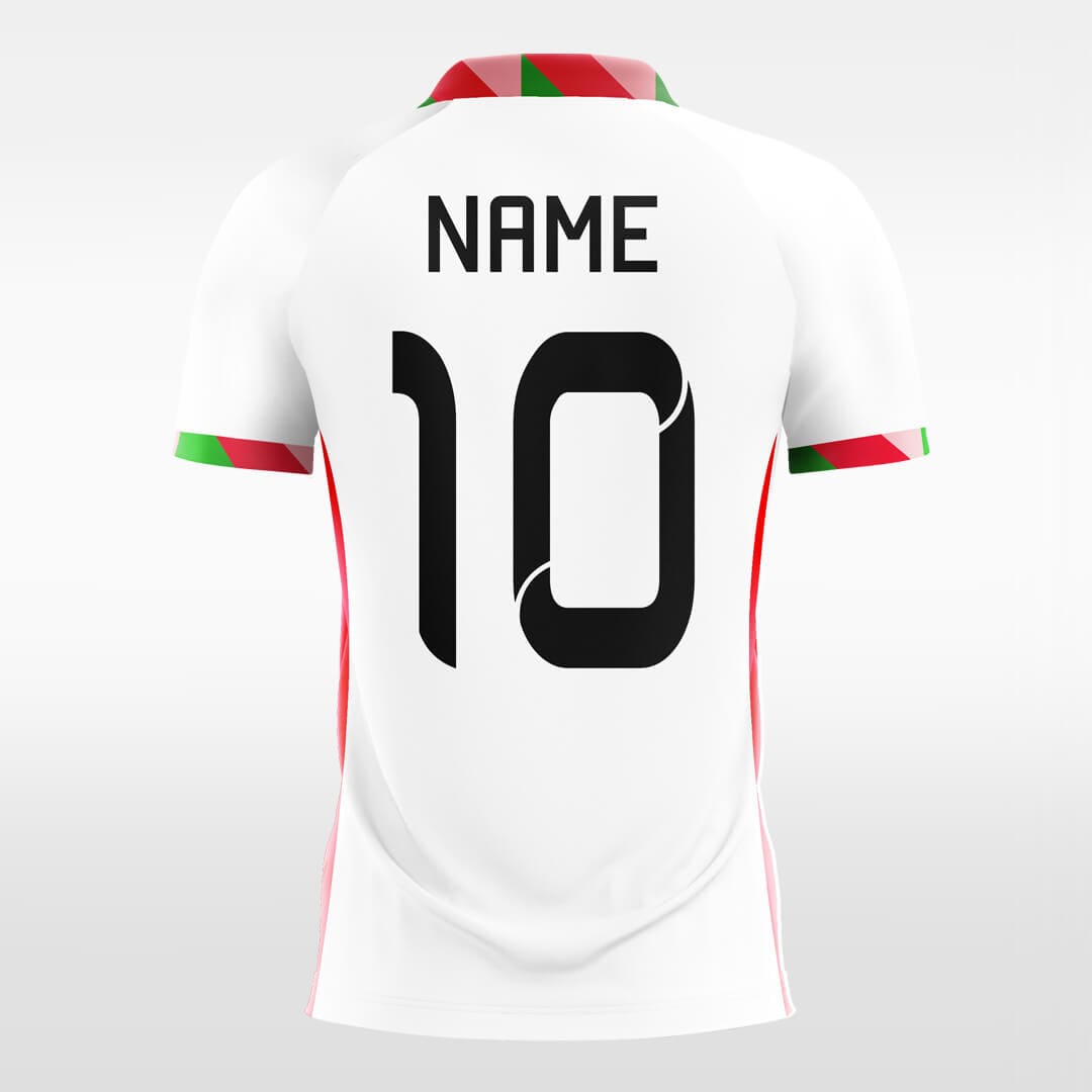 white flag sleeve soccer jersey