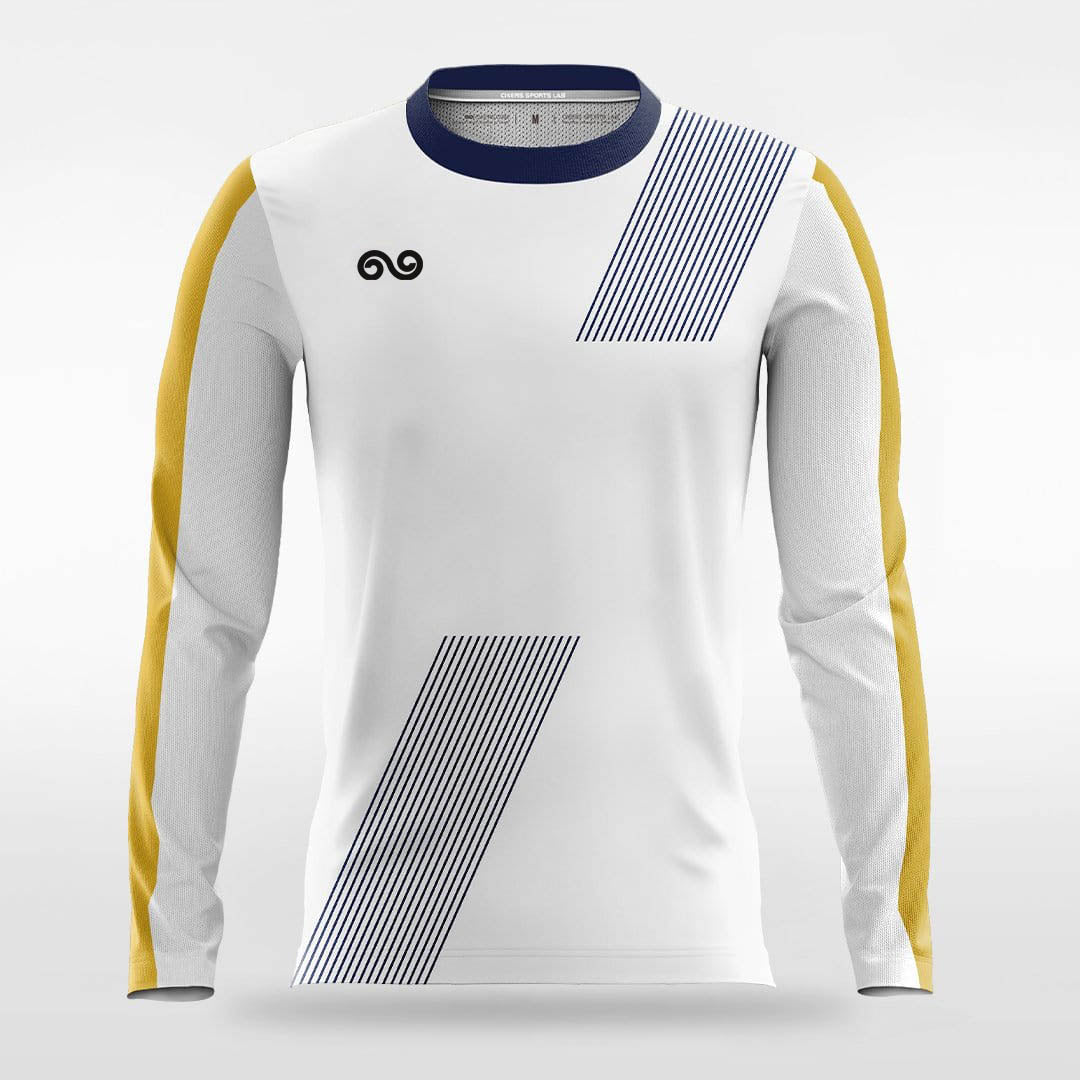 Halo - Custom Long Sleeve Soccer Jersey White for Men