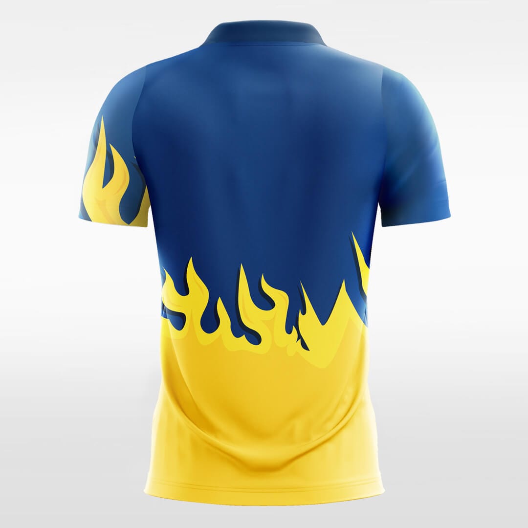 yellow and navy blue short sleeve soccer jersey